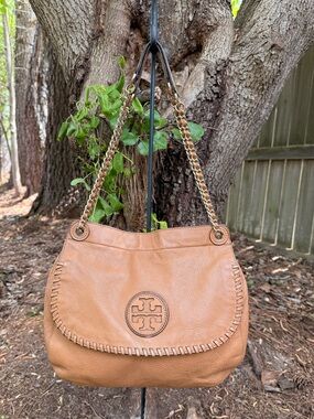 Tory Burch Marion Whipstitch Saddle 
Bag - Royal Tan